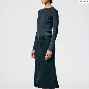 Tibi Black Cotton Midi Skirt Size L